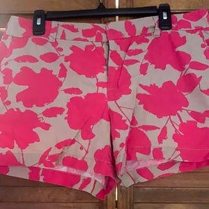 LOFT Tan & Pink Floral Print Shorts